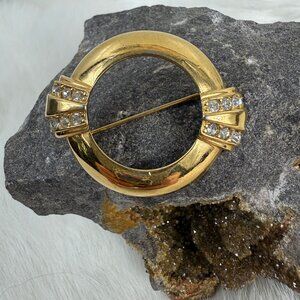 VTG 1886-1986 AVON 100 Year Anniversary PIN Gold Tone with Rhinestones Brooch